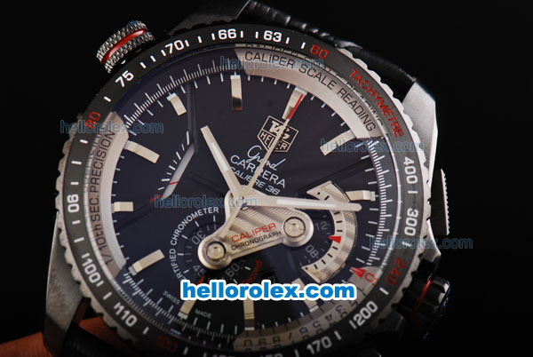 Tag Heuer Carrera 36 Chronograph Miyota Quartz Movement PVD Swiss Coating Case with Black Dial and Silver Stick Markers - Click Image to Close